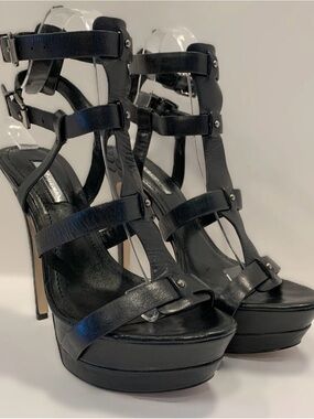 BCBGeneration Black Strappy Platform High Heels